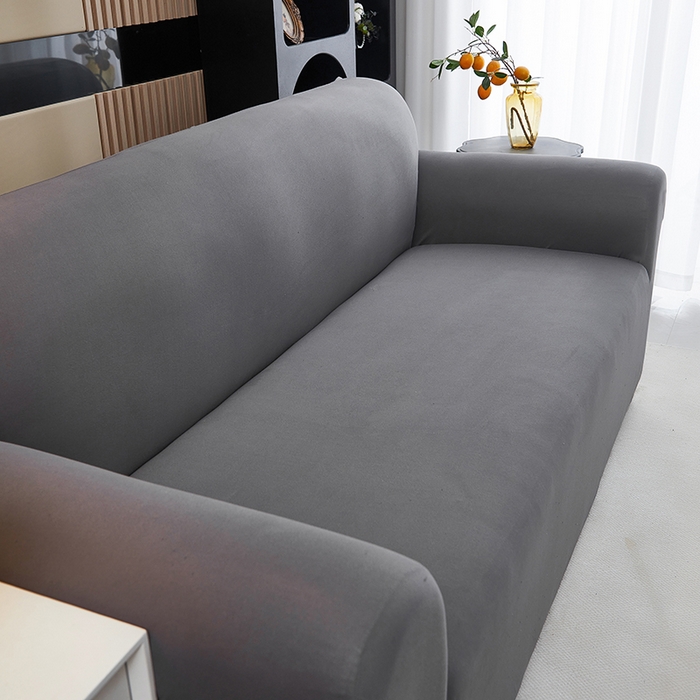 91家纺网 家纺一手货源 找家纺 共鸣沙发套 新款牛奶丝覆膜防水纯色系列沙发套 深灰色