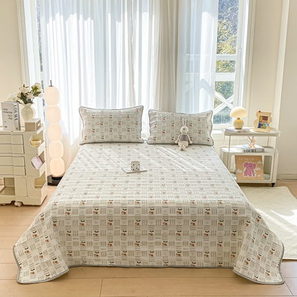 91家纺网 家纺一手货源 找家纺 （总）美克家居 2025新款泡泡纱软垫床护垫床褥子床垫小清新印花床盖