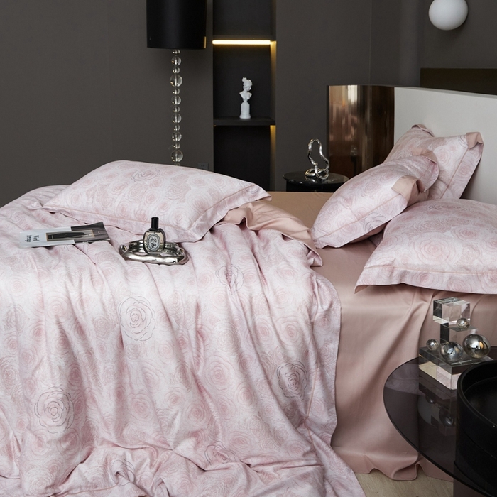 91家纺网 家纺一手货源 找家纺 金奇达2025新款【 巴赫之音】-茧养莱赛尔四件套（标准号全网控价（折后券后）不低于258元） 卡洛琳-藕粉