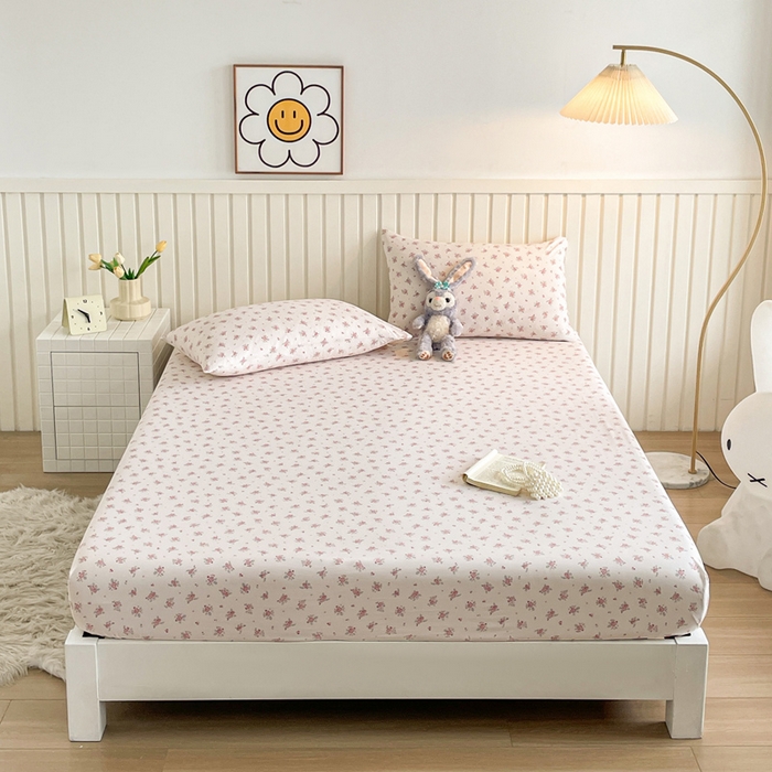 91家纺网 家纺一手货源 找家纺 芯元素 2025新款针织双层纱印花床笠 安琪拉