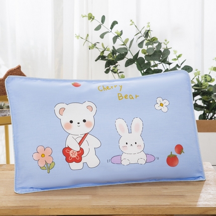 91家纺网 家纺一手货源 找家纺 大黄蜂家居家纺 2025新款纯棉卡通定位枕套 小熊和小兔