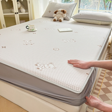 卡伦2025新款凉感丝凉豆豆凉席床笠提花系列 凉豆豆-小熊咖