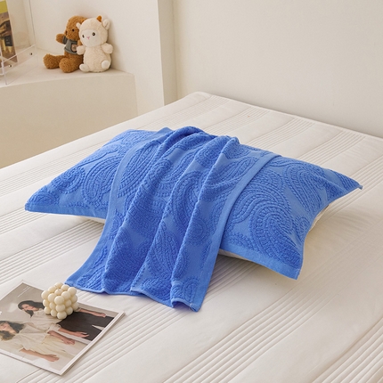 91家纺网 家纺一手货源 找家纺 悦然毛巾被 2025新款全棉老式枕巾毛圈款 海派旧韵深蓝一只