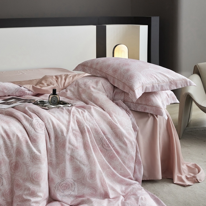 91家纺网 家纺一手货源 找家纺 金奇达2025新款【 巴赫之音】-茧养莱赛尔四件套（标准号全网控价（折后券后）不低于258元） 卡洛琳-藕粉