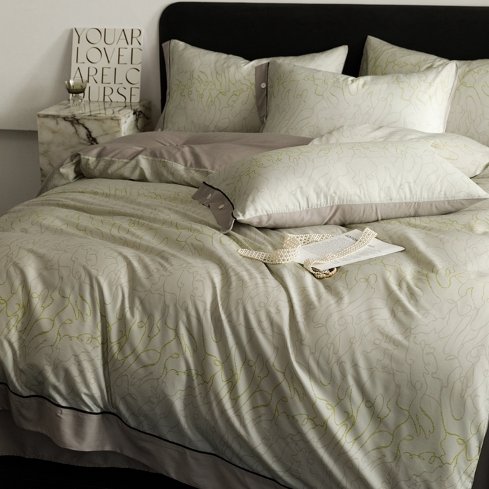 91家纺网 家纺一手货源 找家纺 金奇达2025新款【浮光半夏】-茧养莱赛尔四件套（标准号全网控价（折后券后）不低于258元） 安然绿