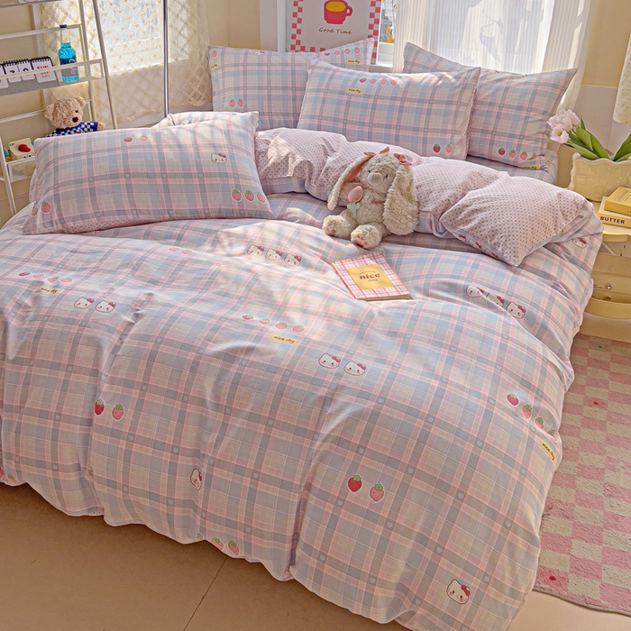 91家纺网 家纺一手货源 找家纺 棉生活家纺 2025新款ins全棉小清新系列四件套 甜果季