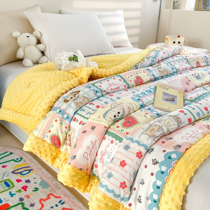 91家纺网 家纺一手货源 找家纺 爱宝被业 2025新款豆豆夏被 猫狗之家