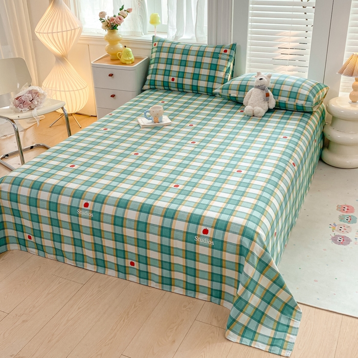 91家纺网 家纺一手货源 找家纺 米柳2025新款原棉老粗布凉席系列 绿小格