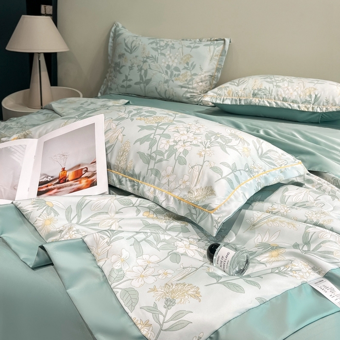 91家纺网 家纺一手货源 找家纺 佳品居 2025新款直播水洗天丝夏被冰丝夏凉被空调被四件套 赛林