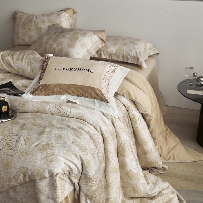 91家纺网 家纺一手货源 找家纺 金奇达2025新款【 巴赫之音】-茧养莱赛尔四件套（标准号全网控价（折后券后）不低于258元） 卡洛琳-香槟