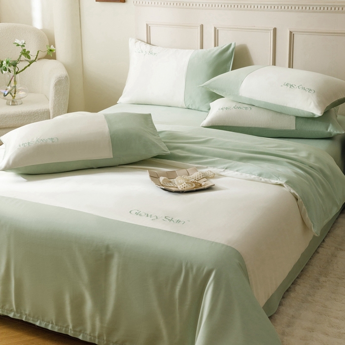 91家纺网 家纺一手货源 找家纺 金奇达2025新款【黛拉】-茧养莱赛尔四件套（标准号全网控价（折后券后）不低于228元） 黛拉-香草绿