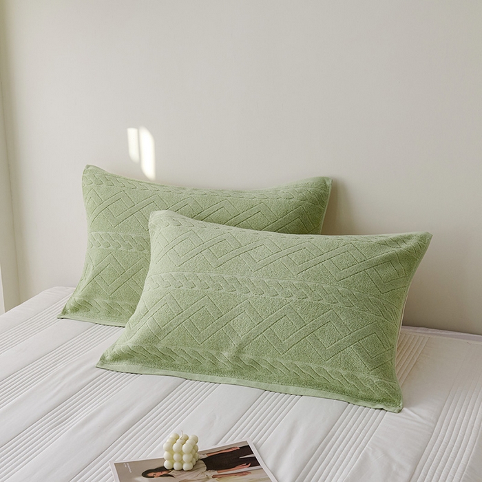 91家纺网 家纺一手货源 找家纺 悦然毛巾被 2025新款全棉老式枕巾毛圈款 旧时光灰青一只