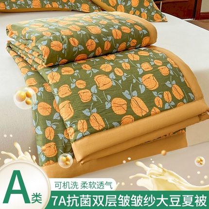 欢乐季 2025新款7A抗菌双层皱皱纱大豆夏被夏凉被空调被 （可以开发票—专票8个点） 郁金香