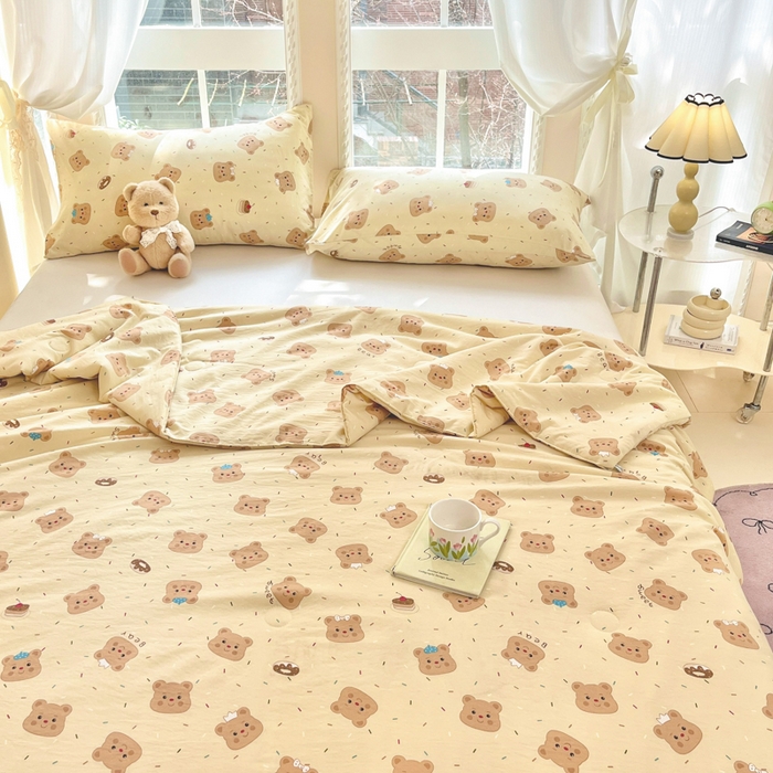 91家纺网 家纺一手货源 找家纺 星巴k家纺 2025糯糯棉A类大豆蛋白纤维夏凉被双层纱水洗棉夏被大豆被 芝士小熊