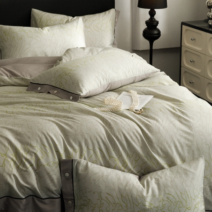 91家纺网 家纺一手货源 找家纺 金奇达2025新款【浮光半夏】-茧养莱赛尔四件套（标准号全网控价（折后券后）不低于258元） 安然绿