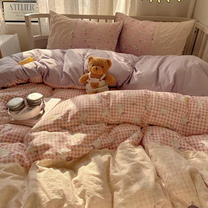 91家纺网 家纺一手货源 找家纺 （总）顾里2025新款蕾丝花边云感双层纱套件四件套