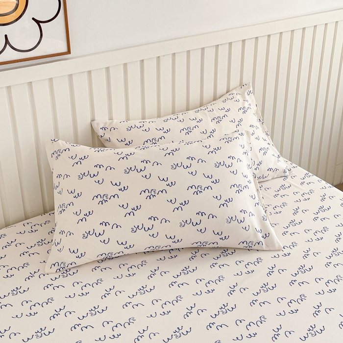 91家纺网 家纺一手货源 找家纺 芯元素 2025新款针织双层纱印花床笠 晴空