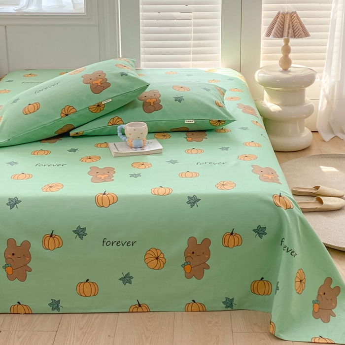 91家纺网 家纺一手货源 找家纺 米柳2025新款原棉老粗布凉席系列 南瓜小熊