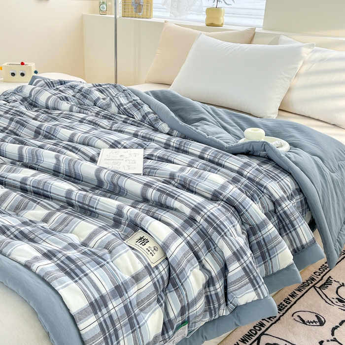 91家纺网 家纺一手货源 找家纺 爱宝被业 2025新款无印风新疆棉花夏被 100%新疆棉花 心海