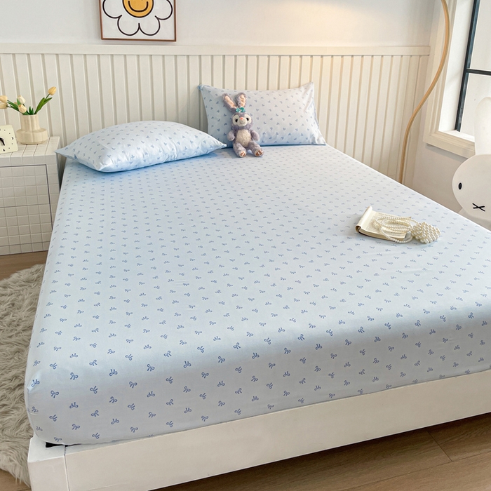 91家纺网 家纺一手货源 找家纺 芯元素 2025新款针织双层纱印花床笠 如初