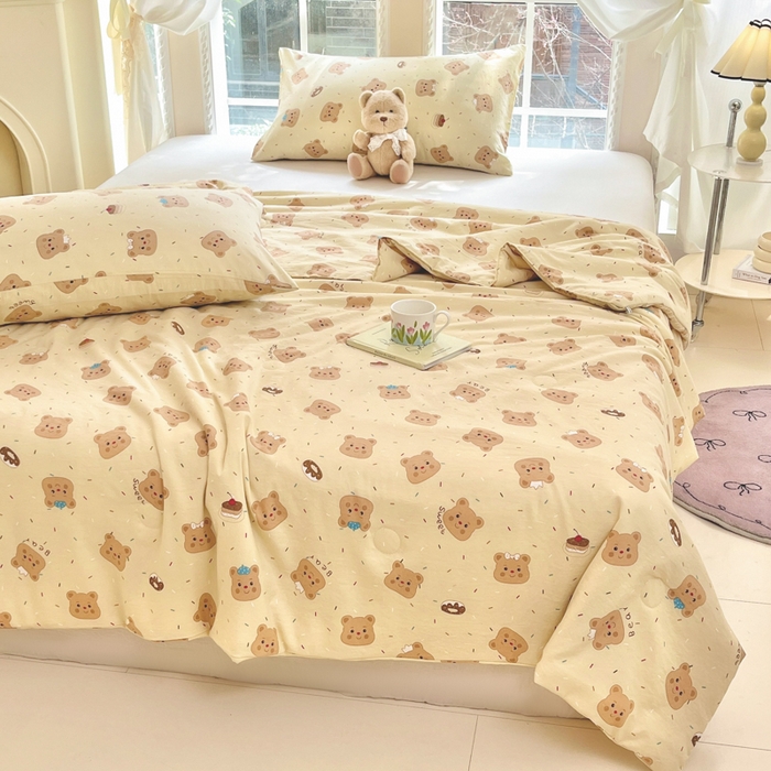 91家纺网 家纺一手货源 找家纺 星巴k家纺 2025糯糯棉A类大豆蛋白纤维夏凉被双层纱水洗棉夏被大豆被 芝士小熊