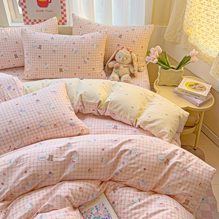 91家纺网 家纺一手货源 找家纺 棉生活家纺 2025新款ins全棉小清新系列四件套 甜美梦境