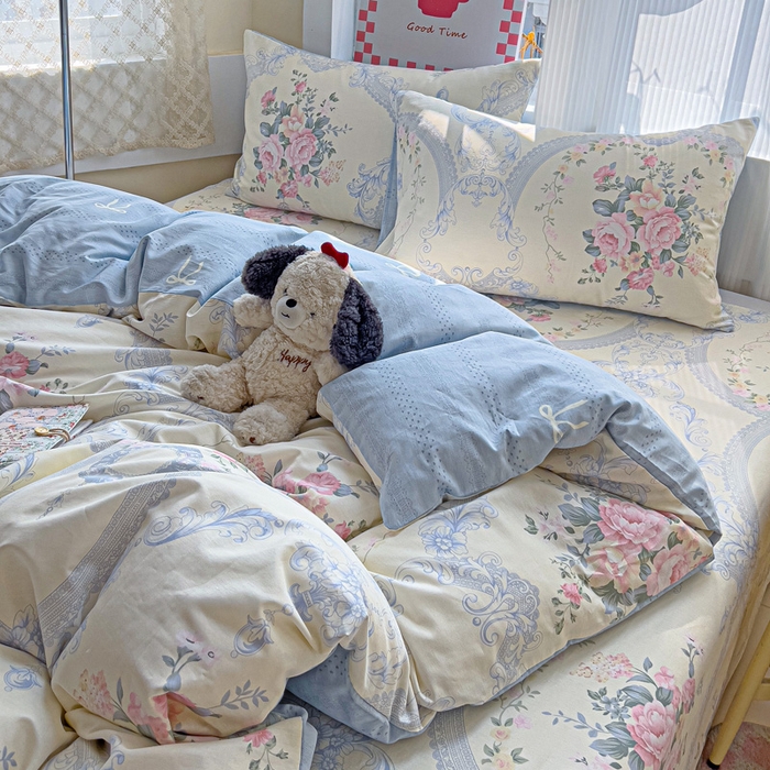 91家纺网 家纺一手货源 找家纺 棉生活家纺 2025新款ins全棉小清新系列四件套 夏日静香