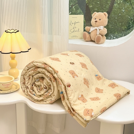 91家纺网 家纺一手货源 找家纺 星巴k家纺 2025糯糯棉A类大豆蛋白纤维夏凉被双层纱水洗棉夏被大豆被 芝士小熊