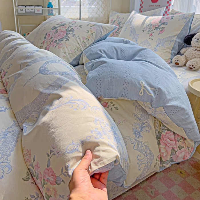 91家纺网 家纺一手货源 找家纺 棉生活家纺 2025新款ins全棉小清新系列四件套 夏日静香