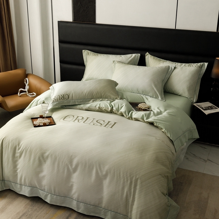 91家纺网 家纺一手货源 找家纺 金奇达2025新款【露娜】-轻氧水光天丝棉四件套（标准号全网控价（折后券后）不低于298元） 露娜-复古绿