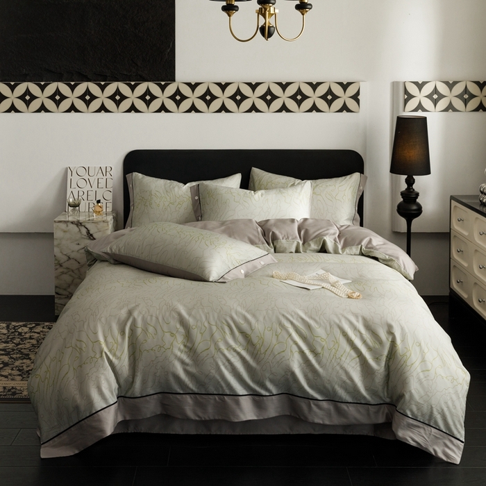 91家纺网 家纺一手货源 找家纺 金奇达2025新款【浮光半夏】-茧养莱赛尔四件套（标准号全网控价（折后券后）不低于258元） 安然绿