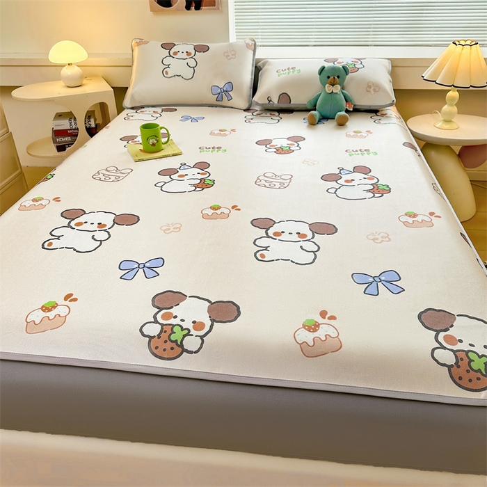 91家纺网 家纺一手货源 找家纺 雯豆家纺 2025夏季新品冰藤印花床笠三件套加厚冰丝软藤席小清新印花床罩单件 冰藤席-床笠款-熊熊幻想