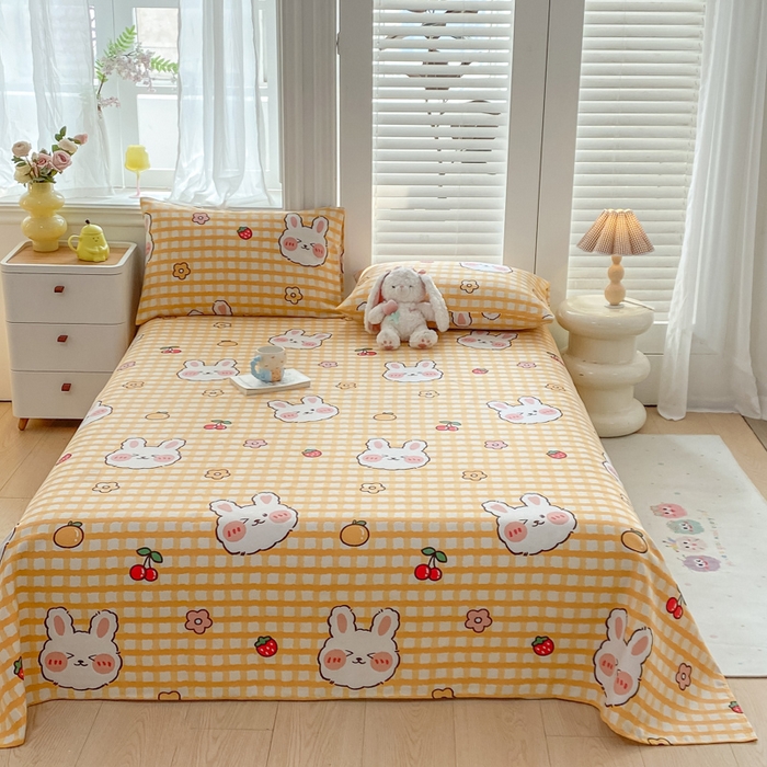 91家纺网 家纺一手货源 找家纺 米柳2025新款原棉老粗布凉席系列 樱桃兔