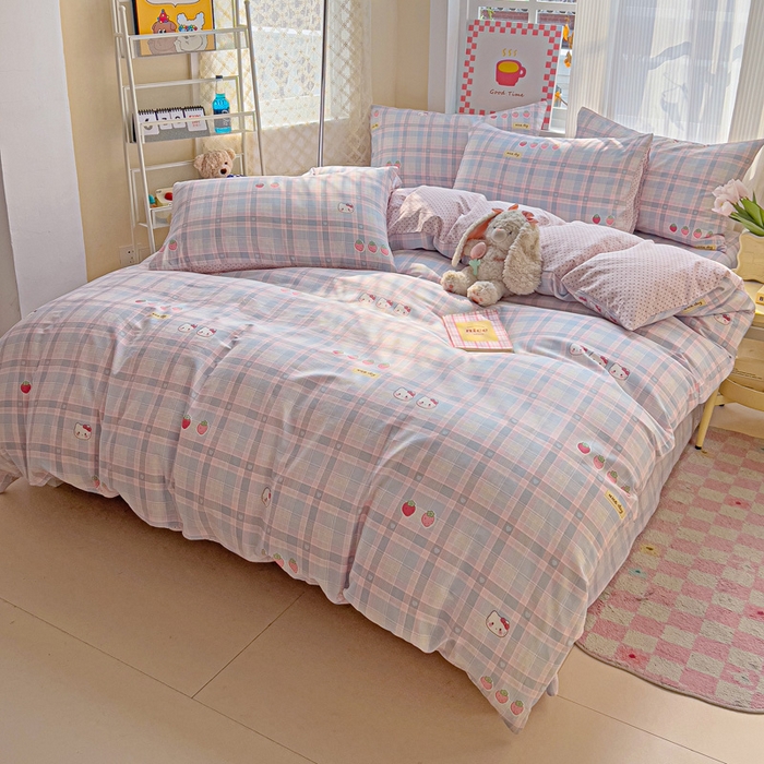 91家纺网 家纺一手货源 找家纺 棉生活家纺 2025新款ins全棉小清新系列四件套 甜果季