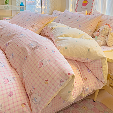 棉生活家纺 2025新款ins全棉小清新系列四件套 甜美梦境