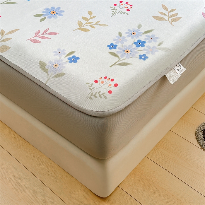 91家纺网 家纺一手货源 找家纺 雯豆家纺 2025夏季新品冰藤印花床笠三件套加厚冰丝软藤席小清新印花床罩单件 冰藤席-床笠款-花都丽影