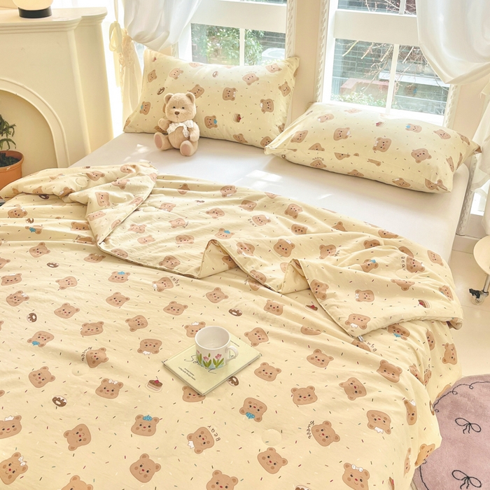 91家纺网 家纺一手货源 找家纺 星巴k家纺 2025糯糯棉A类大豆蛋白纤维夏凉被双层纱水洗棉夏被大豆被 芝士小熊