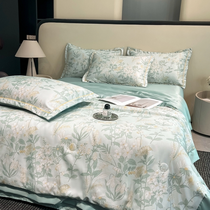 91家纺网 家纺一手货源 找家纺 佳品居 2025新款直播水洗天丝夏被冰丝夏凉被空调被四件套 赛林