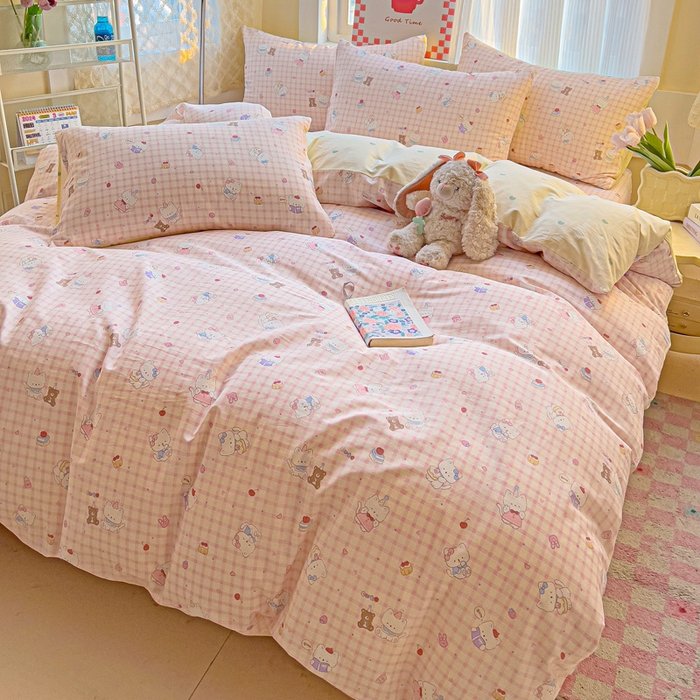 91家纺网 家纺一手货源 找家纺 棉生活家纺 2025新款ins全棉小清新系列四件套 甜美梦境