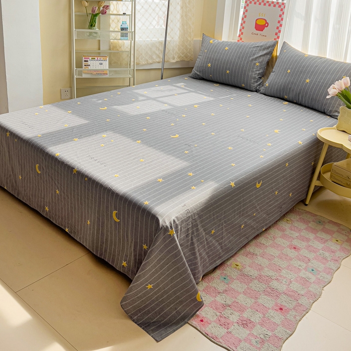 91家纺网 家纺一手货源 找家纺 棉生活家纺 2025新款ins全棉小清新系列四件套 星星月亮