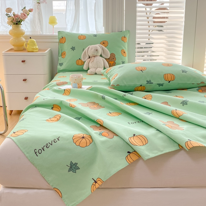 91家纺网 家纺一手货源 找家纺 米柳2025新款原棉老粗布凉席系列 南瓜小熊