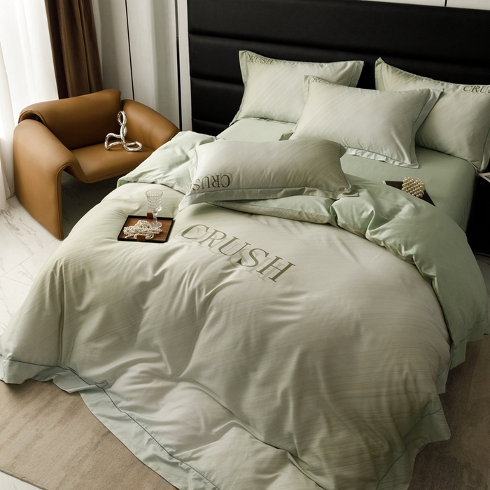 91家纺网 家纺一手货源 找家纺 金奇达2025新款【露娜】-轻氧水光天丝棉四件套（标准号全网控价（折后券后）不低于298元） 露娜-复古绿