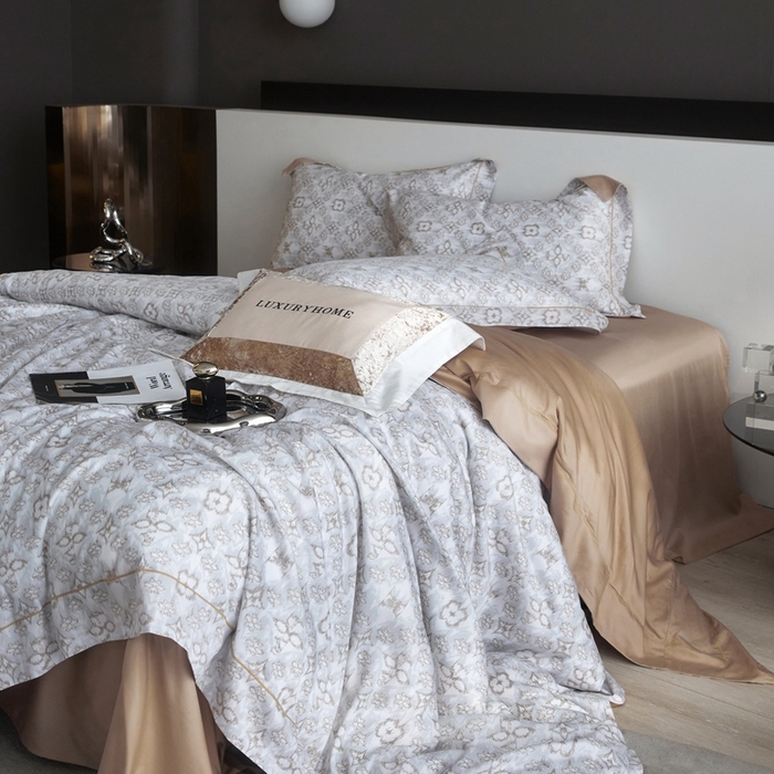 91家纺网 家纺一手货源 找家纺 金奇达2025新款【 巴赫之音】-茧养莱赛尔四件套（标准号全网控价（折后券后）不低于258元） 佩洛斯-奶咖