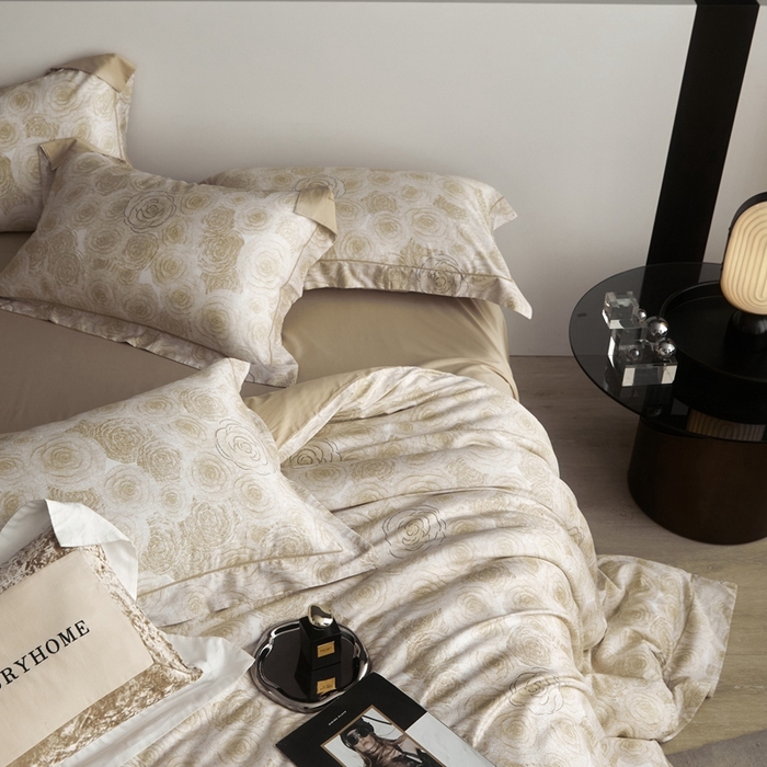 91家纺网 家纺一手货源 找家纺 金奇达2025新款【 巴赫之音】-茧养莱赛尔四件套（标准号全网控价（折后券后）不低于258元） 卡洛琳-香槟