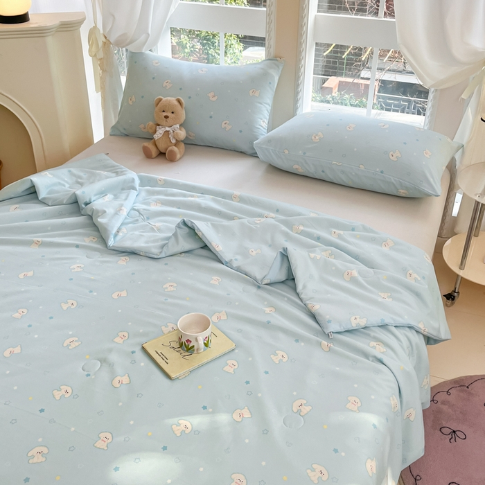 91家纺网 家纺一手货源 找家纺 星巴k家纺 2025糯糯棉A类大豆蛋白纤维夏凉被双层纱水洗棉夏被大豆被 小奶狗