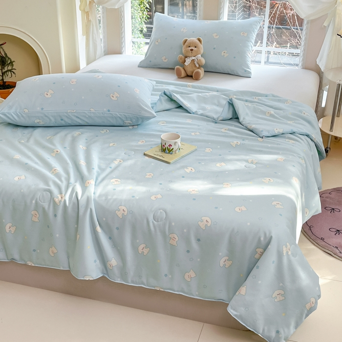 91家纺网 家纺一手货源 找家纺 星巴k家纺 2025糯糯棉A类大豆蛋白纤维夏凉被双层纱水洗棉夏被大豆被 小奶狗