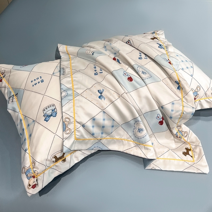 91家纺网 家纺一手货源 找家纺 佳品居 2025新款直播水洗天丝夏被冰丝夏凉被空调被四件套 熊先生