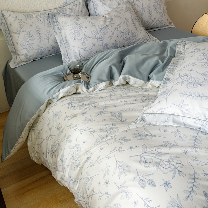 91家纺网 家纺一手货源 找家纺 金奇达2025新款【东方诗意】-轻氧水光莱赛尔（标准号全网控价（折后券后）不低于268） 洛晨蓝叶