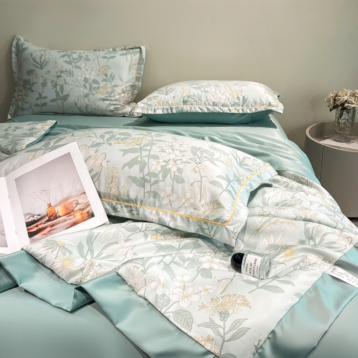 91家纺网 家纺一手货源 找家纺 佳品居 2025新款直播水洗天丝夏被冰丝夏凉被空调被四件套 赛林