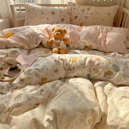 91家纺网 家纺一手货源 找家纺 （总）顾里2025新款蕾丝花边云感双层纱套件四件套